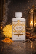 Lattafa Badee Al Oud Honour and Glory perfume bottle with pineapple, cinnamon and vanilla notes, rich unisex woody sweet scent